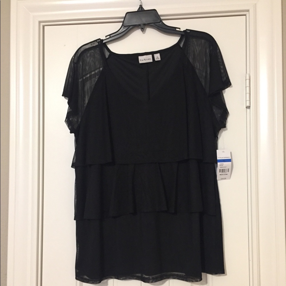 Black Blouse with Sheer Sleeves